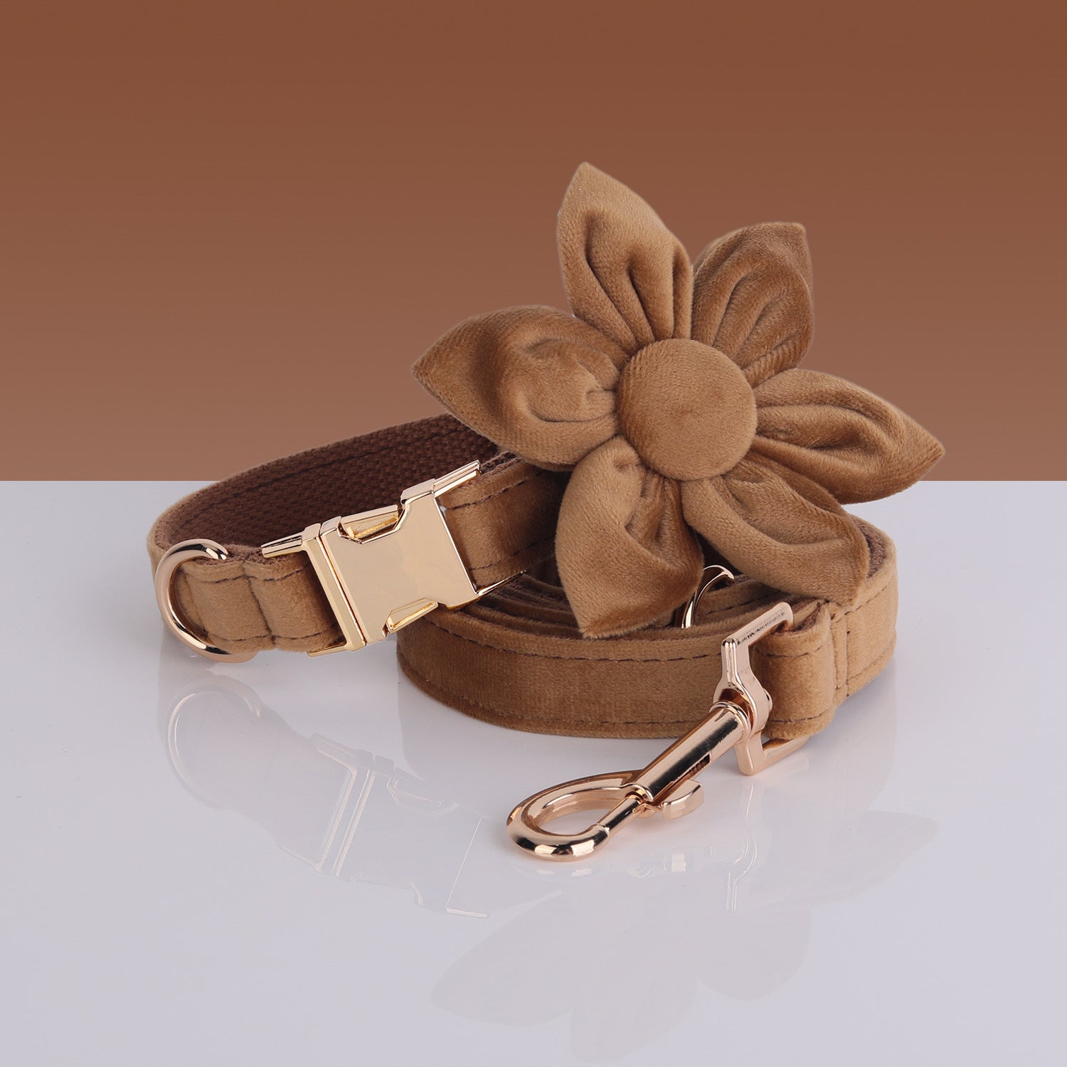 KFX-8786621 Velvet Pet Dog Collar Set with Bow, Chest Harness, and Hand-Holding Rope
