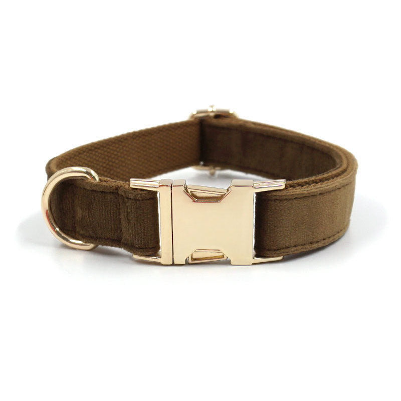 KFX-8786621 Velvet Pet Dog Collar Set with Bow, Chest Harness, and Hand-Holding Rope