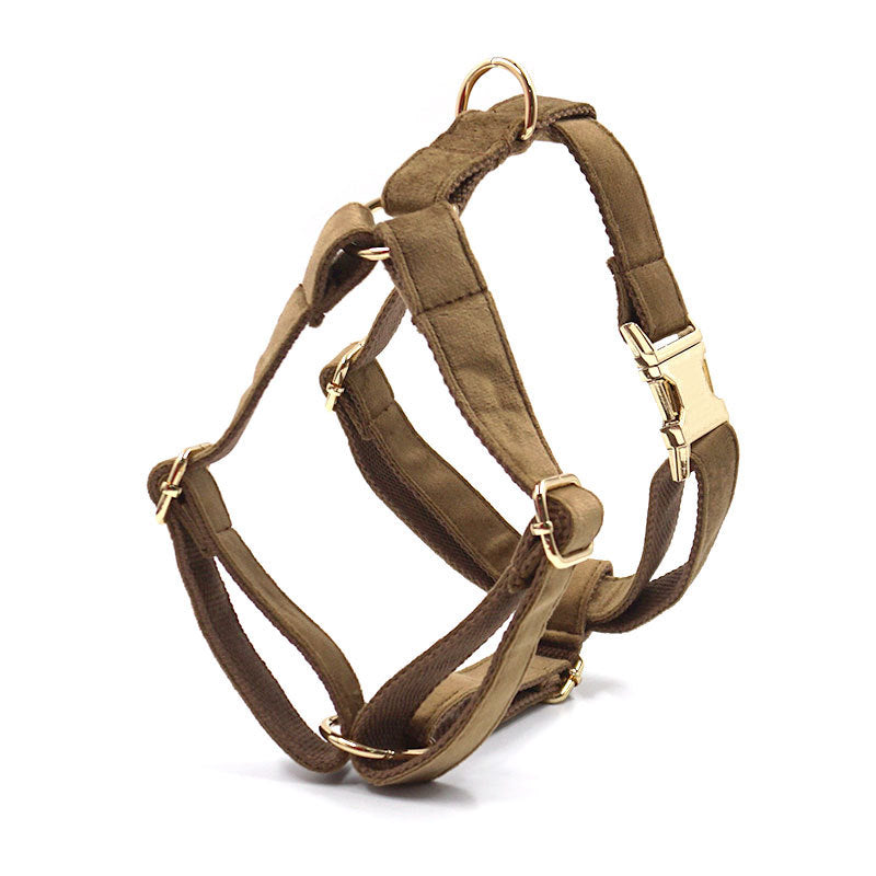 KFX-8786621 Velvet Pet Dog Collar Set with Bow, Chest Harness, and Hand-Holding Rope