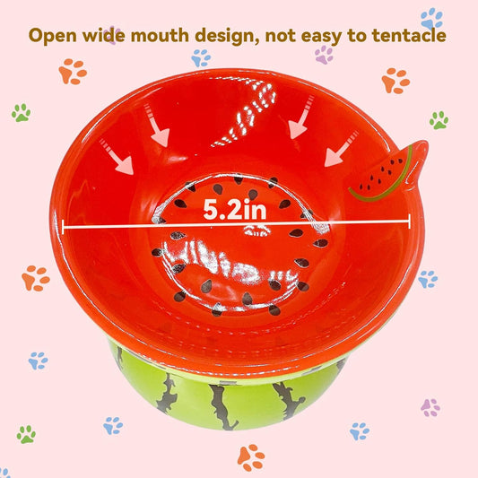 KFX-8790077 Elevated Ceramic Cat Bowl with Tilted Design for Comfortable Feeding and Anti-Vomiting for Cats and Small Dogs