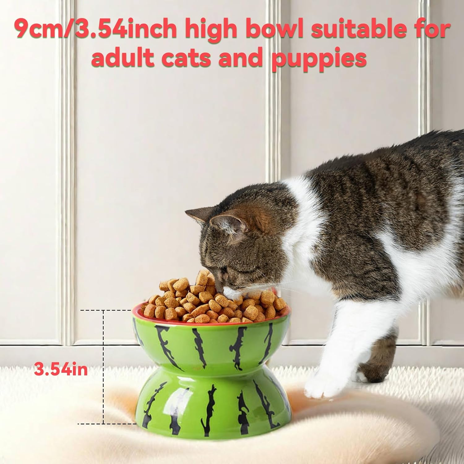 KFX-8790077 Elevated Ceramic Cat Bowl with Tilted Design for Comfortable Feeding and Anti-Vomiting for Cats and Small Dogs
