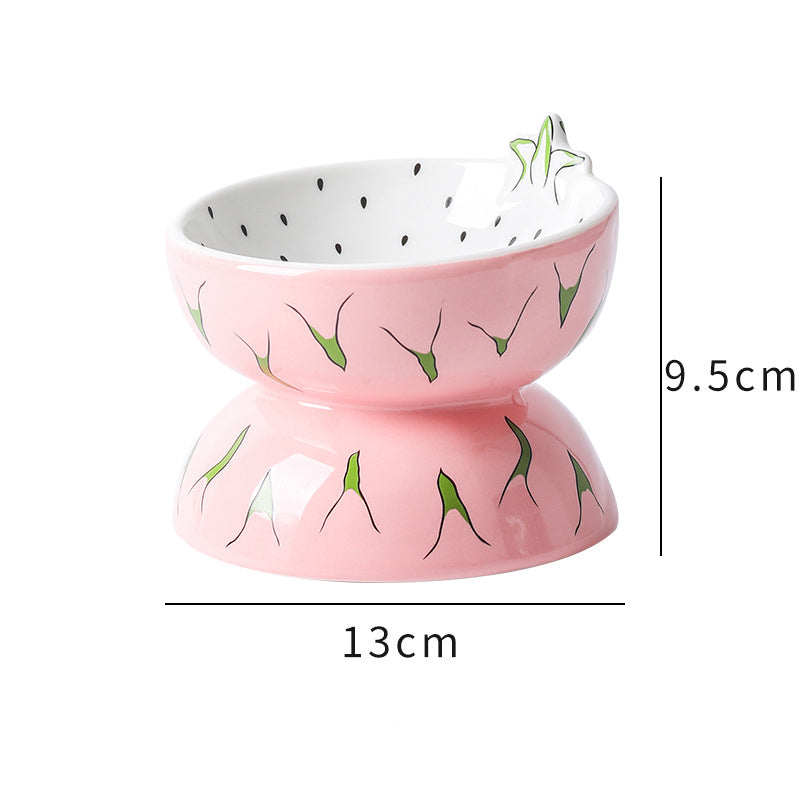 KFX-8790077 Elevated Ceramic Cat Bowl with Tilted Design for Comfortable Feeding and Anti-Vomiting for Cats and Small Dogs