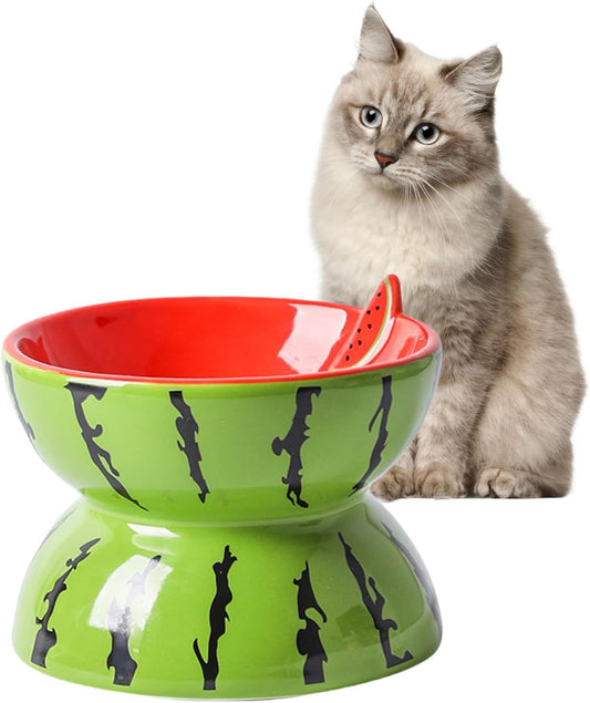 KFX-8790077 Elevated Ceramic Cat Bowl with Tilted Design for Comfortable Feeding and Anti-Vomiting for Cats and Small Dogs