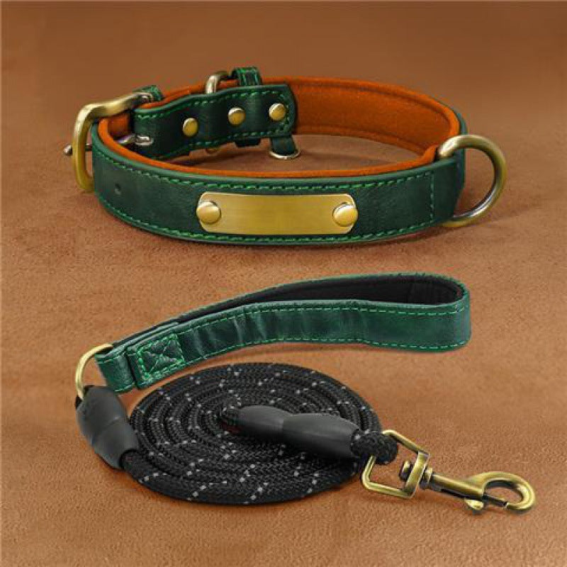 KFX-8794429 Engraved Ultra Fiber PU Dog Collar with Zinc Alloy Buckle - Grey, Brown, Green, Red Options