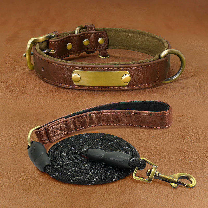 KFX-8794429 Engraved Ultra Fiber PU Dog Collar with Zinc Alloy Buckle - Grey, Brown, Green, Red Options