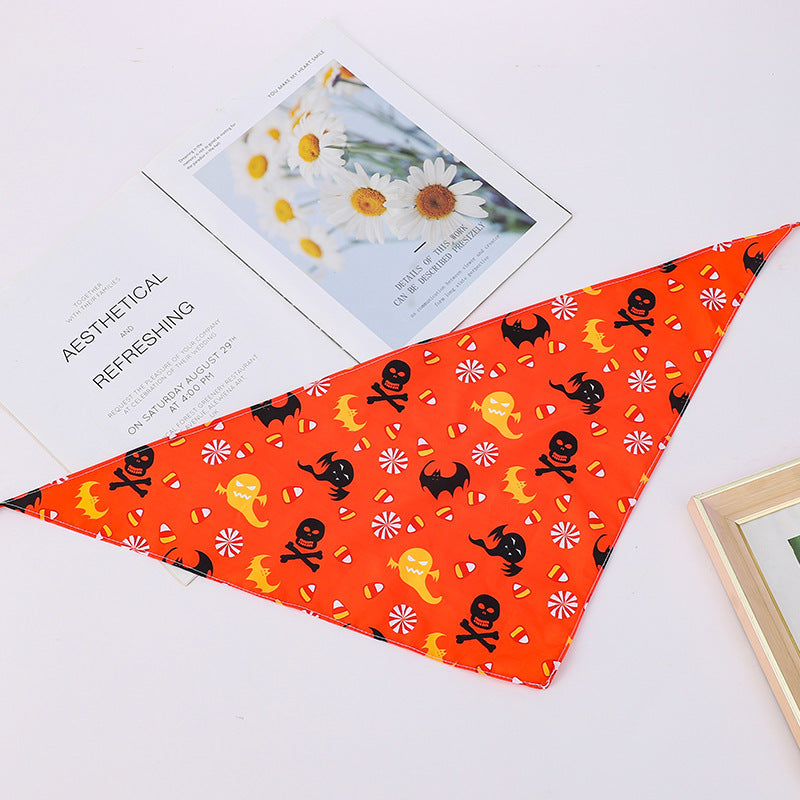 KFX-8795965 Cartoon Pattern Nylon Scarf for Pets - Perfect for All Seasons and Holidays
