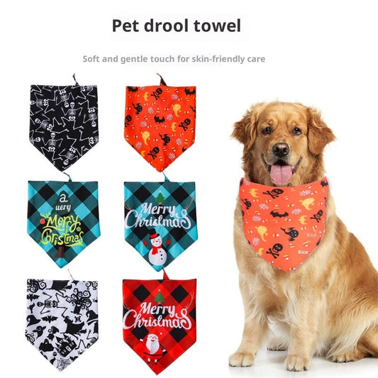 KFX-8795965 Cartoon Pattern Nylon Scarf for Pets - Perfect for All Seasons and Holidays