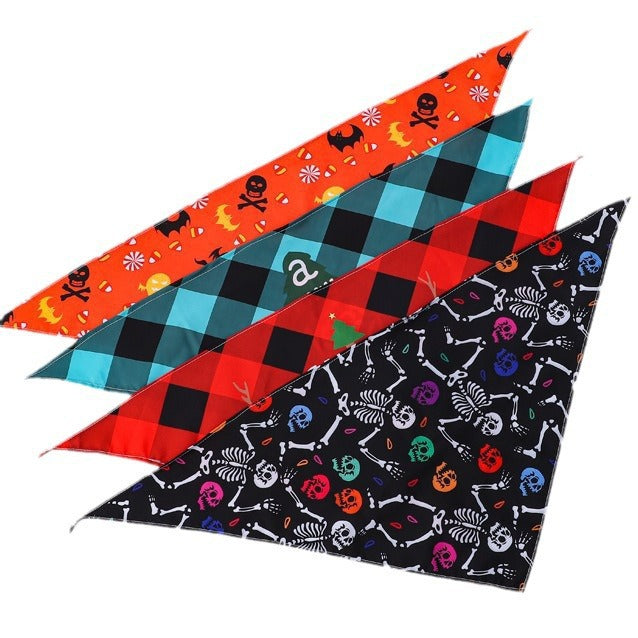 KFX-8795965 Cartoon Pattern Nylon Scarf for Pets - Perfect for All Seasons and Holidays