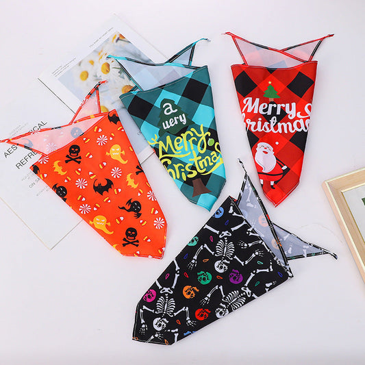 KFX-8795965 Cartoon Pattern Nylon Scarf for Pets - Perfect for All Seasons and Holidays