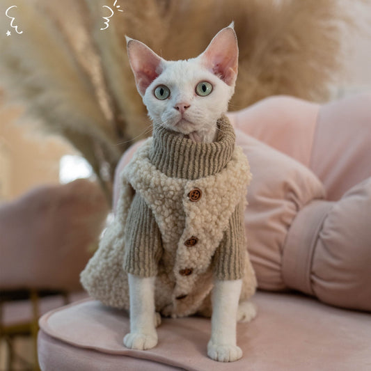 KFX-8796349 Lambswool Buckle Vest for Cats - Cozy Individual Vest or Set Options