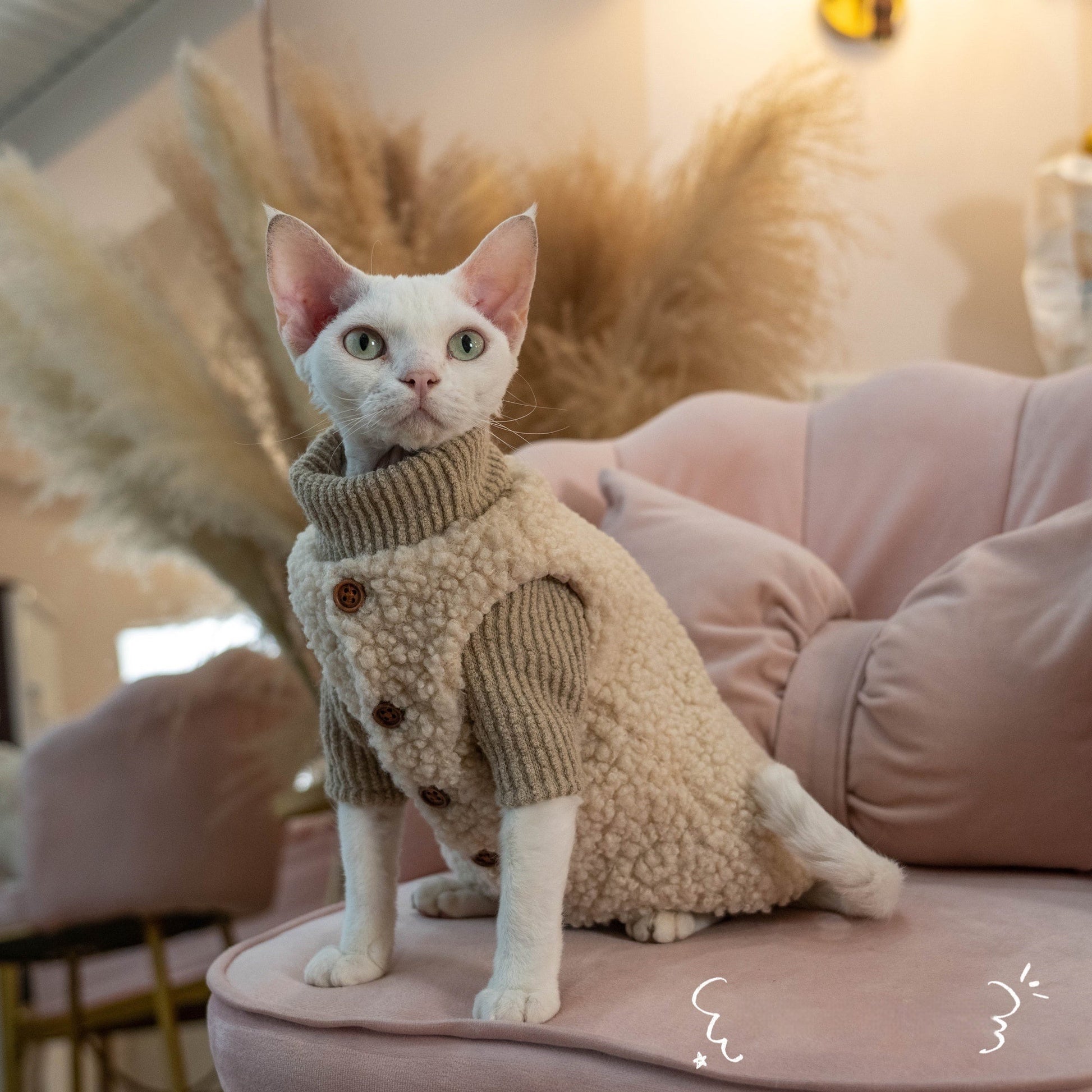 KFX-8796349 Lambswool Buckle Vest for Cats - Cozy Individual Vest or Set Options