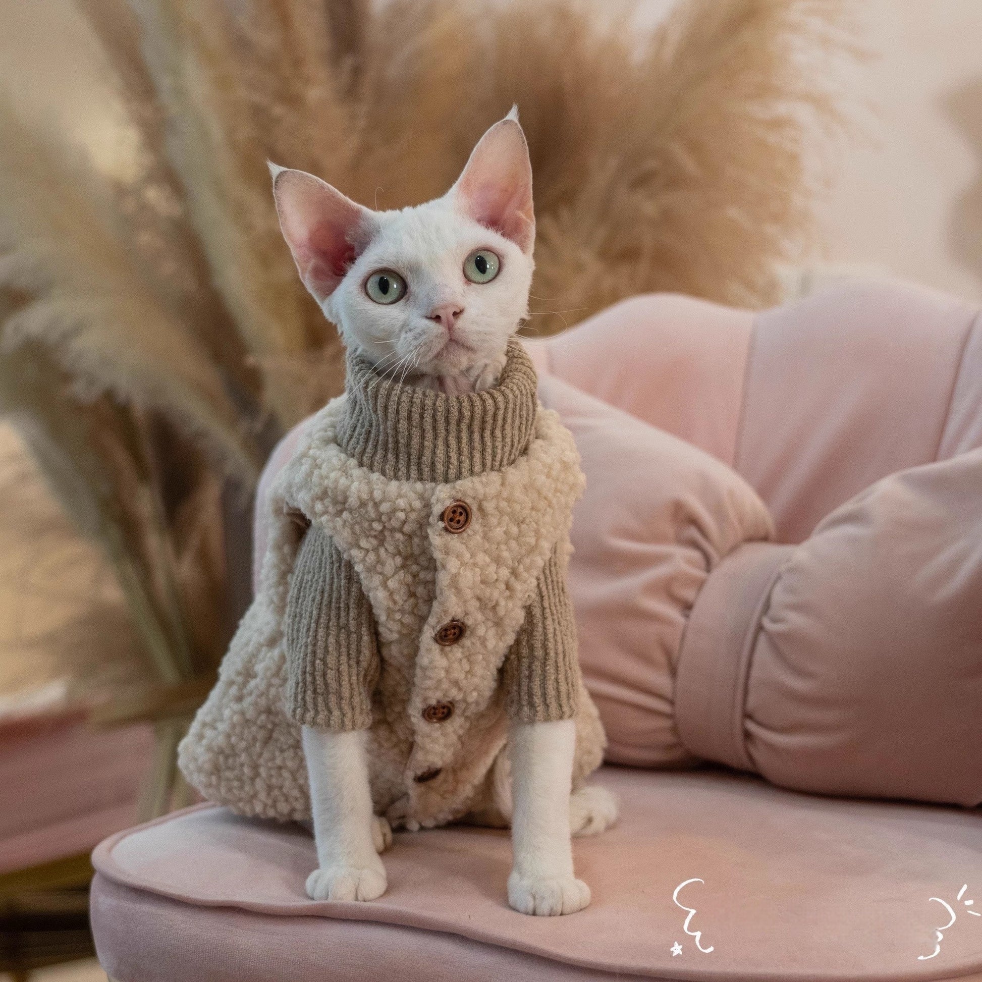 KFX-8796349 Lambswool Buckle Vest for Cats - Cozy Individual Vest or Set Options