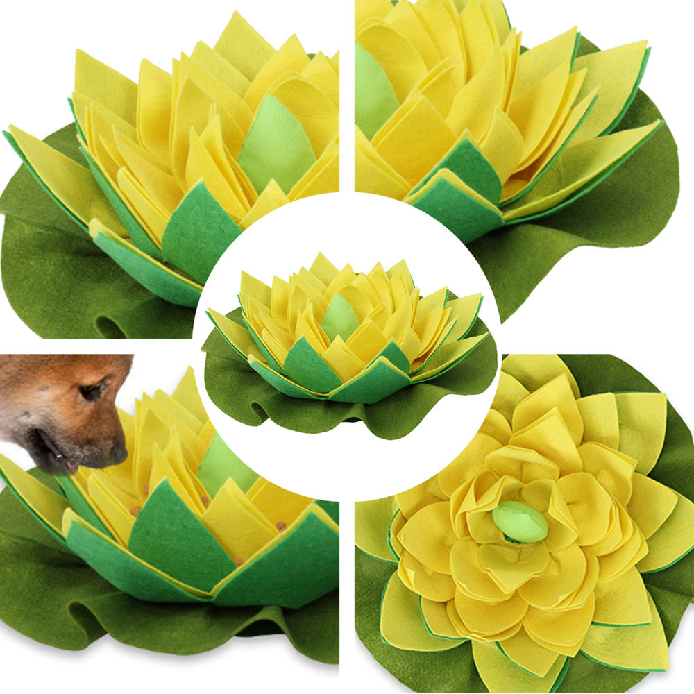KFX-8799165 Lotus Sniffing Pad for Pets - Durable Felt Cloth Design with Suction Cups and Hidden Treats Training
