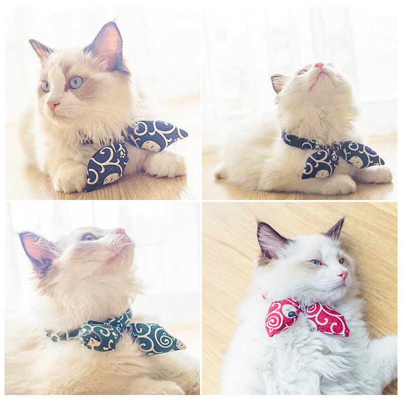KFX-8800317 Handmade Bow Tie for Cats and Puppies - Cloth Material, Multiple Sizes Available