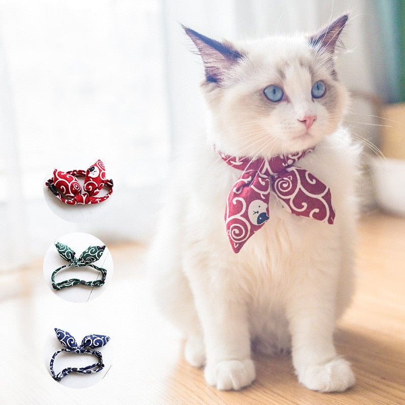 KFX-8800317 Handmade Bow Tie for Cats and Puppies - Cloth Material, Multiple Sizes Available