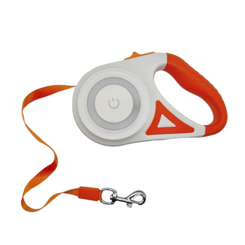 KFX-8801597 Retractable Dog and Cat Leash with LED Light, Durable Nylon Tape, One-Hand Lock and Brake, Tangle-Free Design, 3M and 5M Lengths