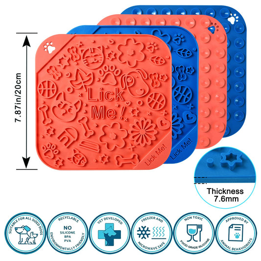 KFX-8804925 Slow Feed Puzzle Mat for Dogs with Scraper - Silicone, 20x20cm, Available in Multiple Colors