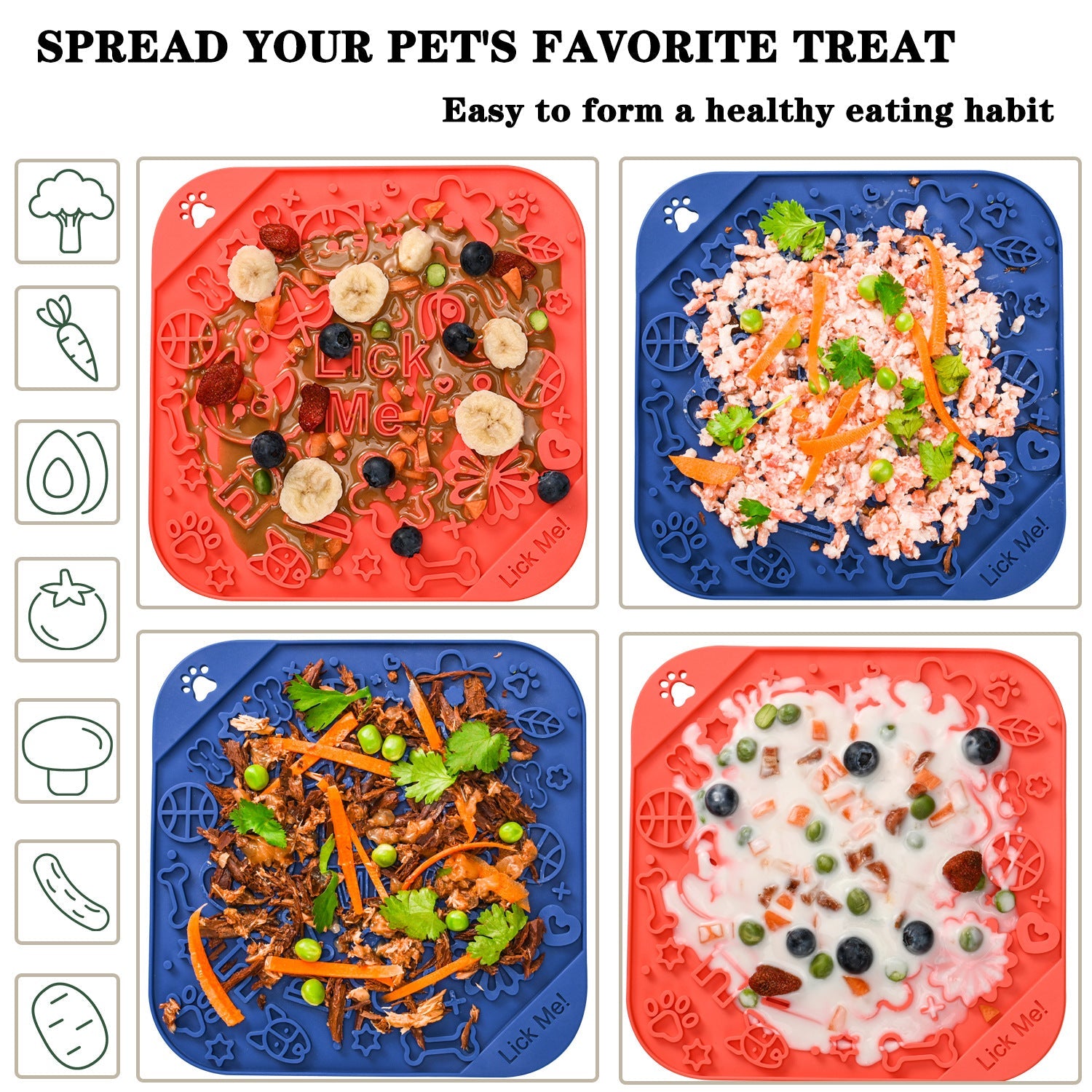 KFX-8804925 Slow Feed Puzzle Mat for Dogs with Scraper - Silicone, 20x20cm, Available in Multiple Colors