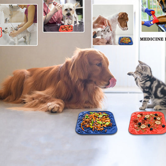 KFX-8804925 Slow Feed Puzzle Mat for Dogs with Scraper - Silicone, 20x20cm, Available in Multiple Colors