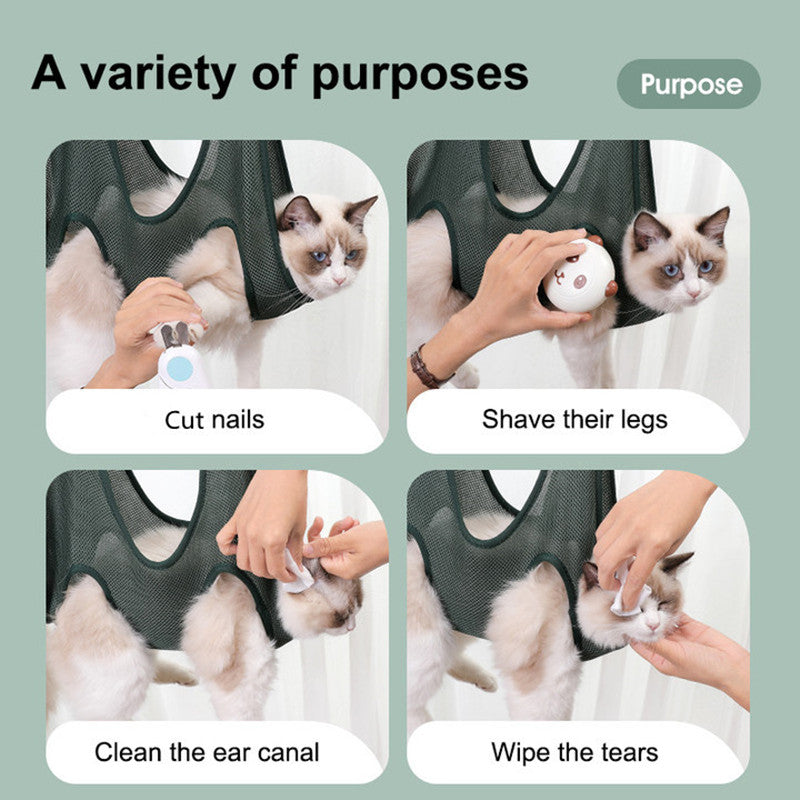 KFX-8805565 Pet Grooming Hammock for Cats and Dogs - Soft, Breathable Restraint Bag for Nail and Ear Care