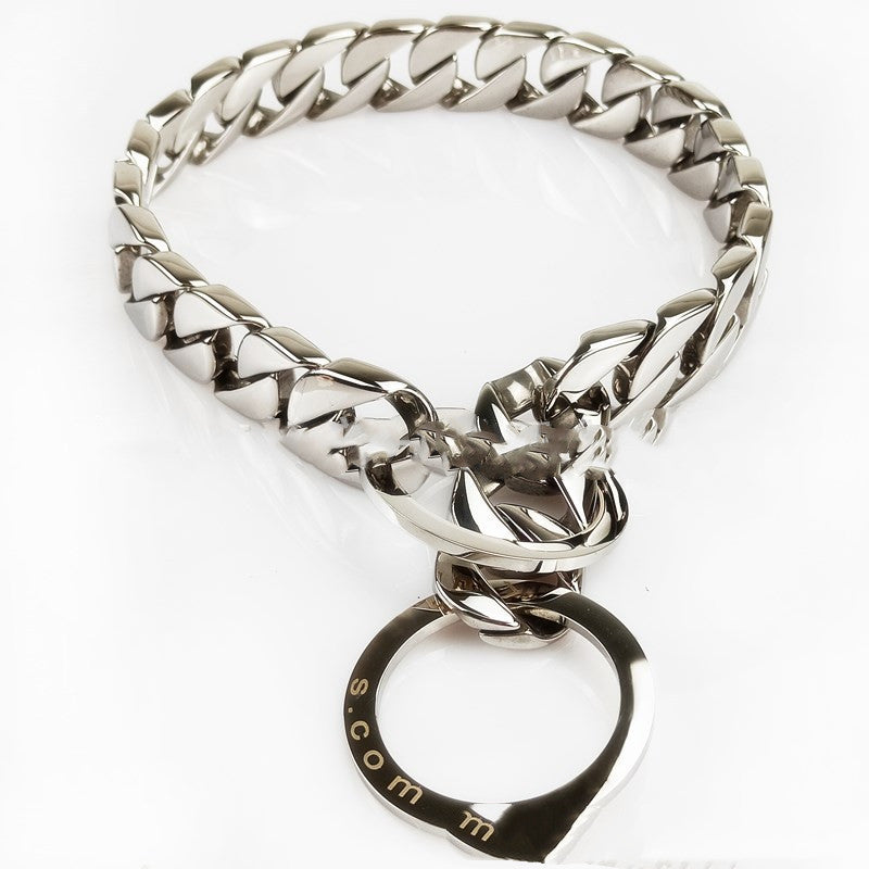 KFX-8811837 Mirror Polished Stainless Steel Dog Necklace with Adjustable Chain Lengths