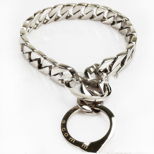 KFX-8811837 Mirror Polished Stainless Steel Dog Necklace with Adjustable Chain Lengths