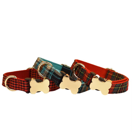 KFX-8812093 Flat Fabric Printed Dog Collar with Bone Buckle - Durable Nylon Design for Pets