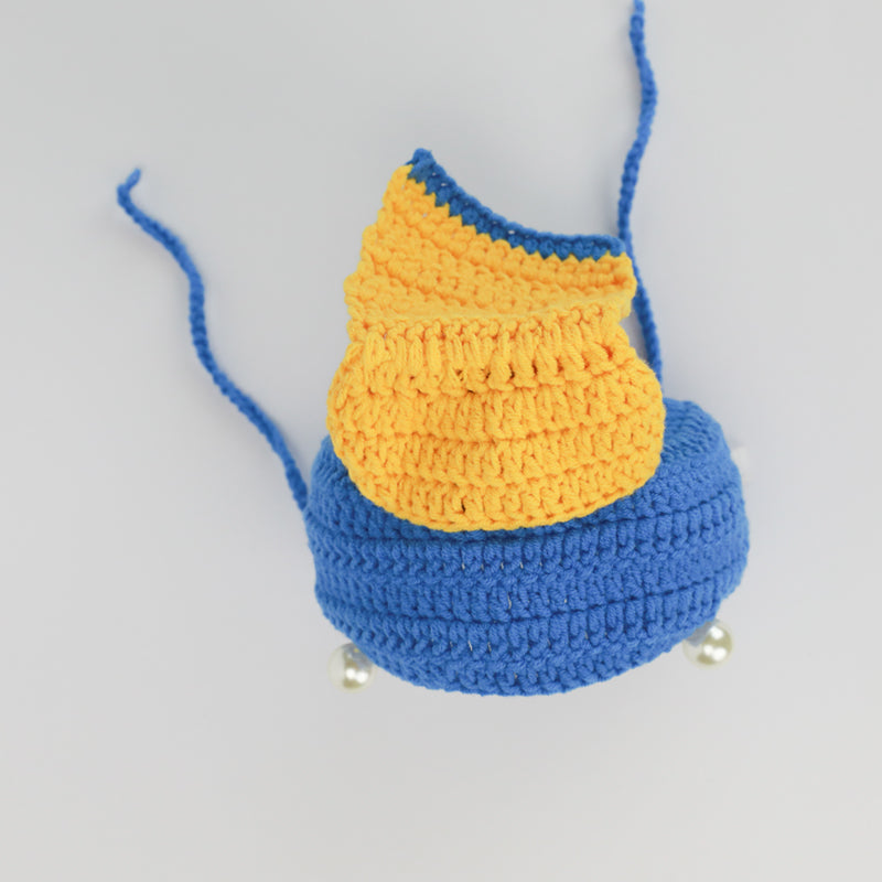 KFX-8814653 Pearl Girl Cat Hat - Handcrafted Pet Costume for Kittens and Adult Cats