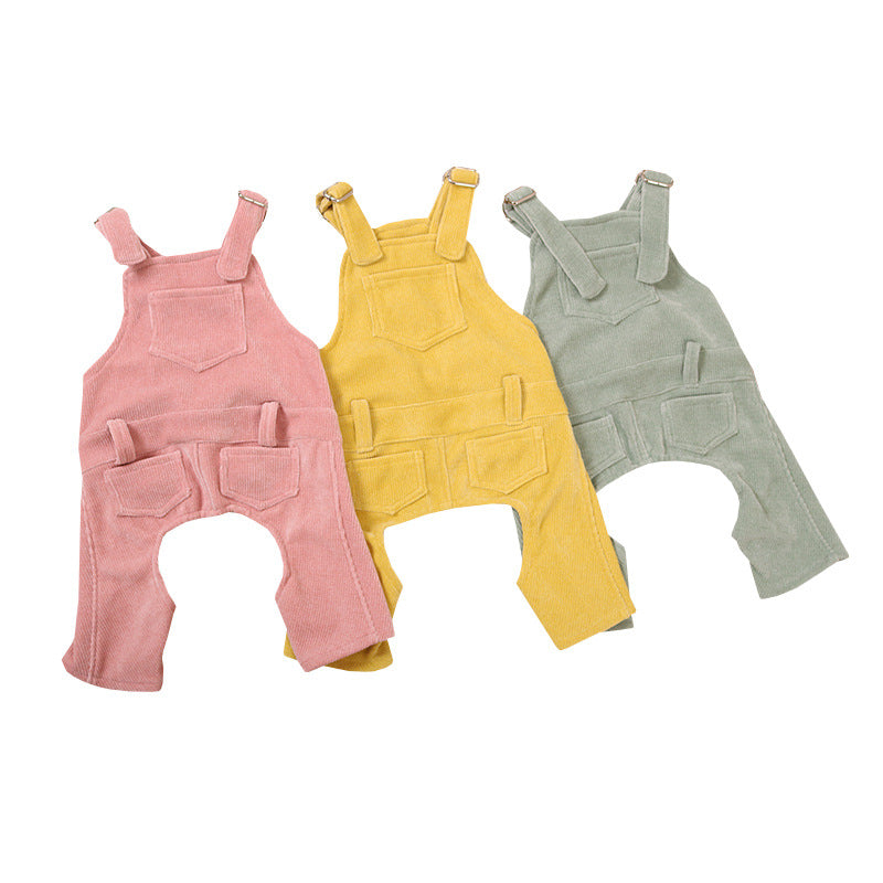 KFX-8816189 Cozy Fleece Bib Pants for Dogs in Misty Lotus Pink, Mocha Green, and Hibiscus Yellow
