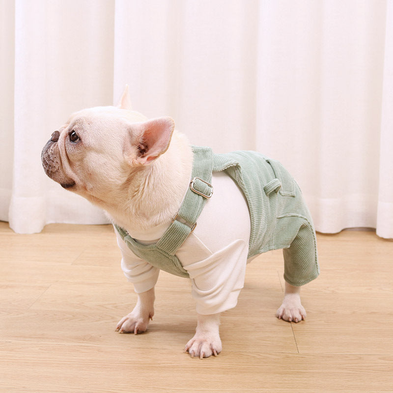 KFX-8816189 Cozy Fleece Bib Pants for Dogs in Misty Lotus Pink, Mocha Green, and Hibiscus Yellow