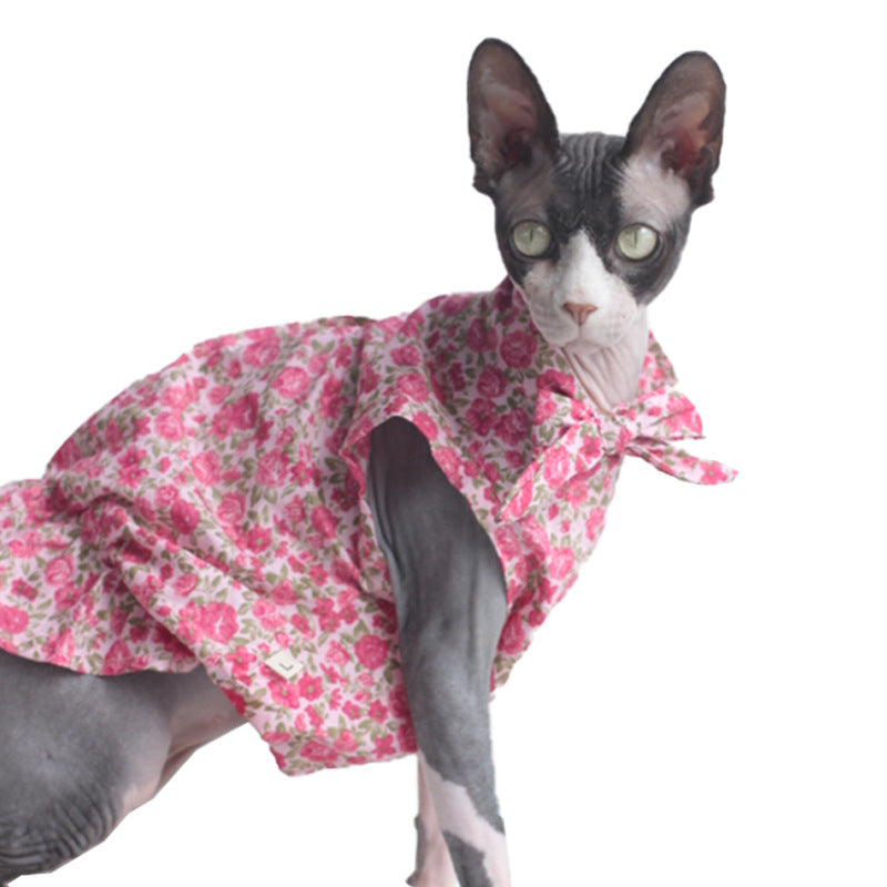 KFX-8817213 Summer Floral Cotton Dress for Sphinx Cats - Lightweight & Stylish
