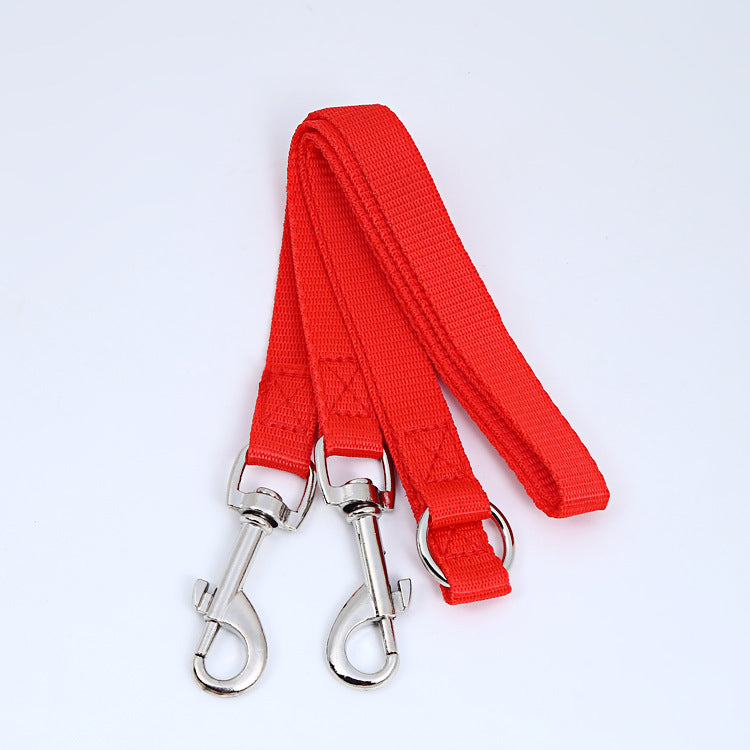 KFX-8819389 Multicolor Double Head Pet Leash, 90cm Nylon Design for Two Dogs