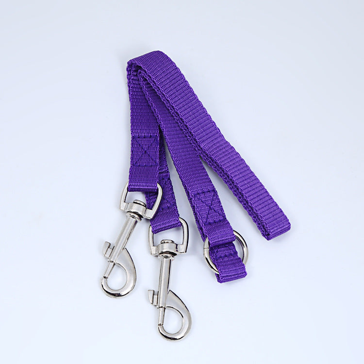 KFX-8819389 Multicolor Double Head Pet Leash, 90cm Nylon Design for Two Dogs
