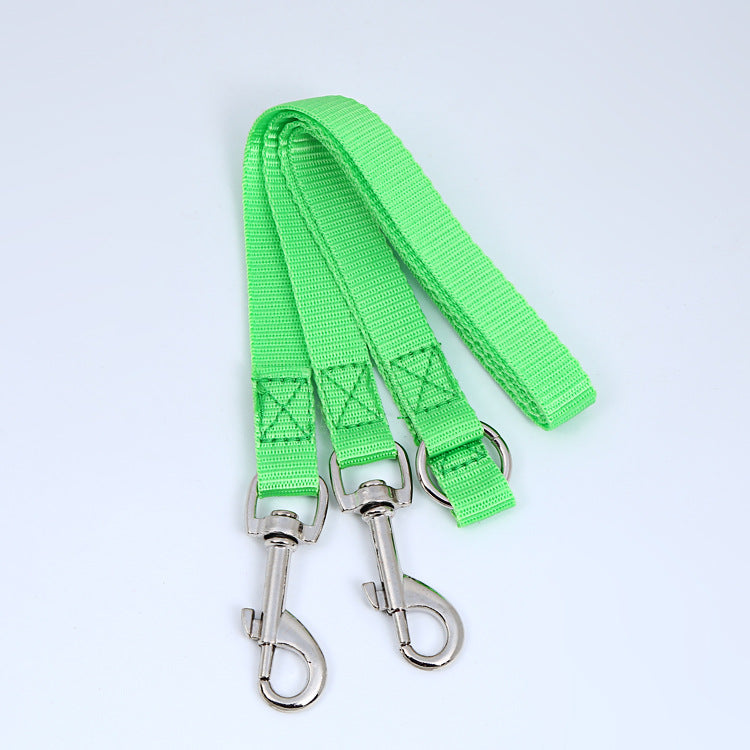 KFX-8819389 Multicolor Double Head Pet Leash, 90cm Nylon Design for Two Dogs