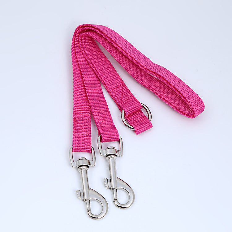 KFX-8819389 Multicolor Double Head Pet Leash, 90cm Nylon Design for Two Dogs