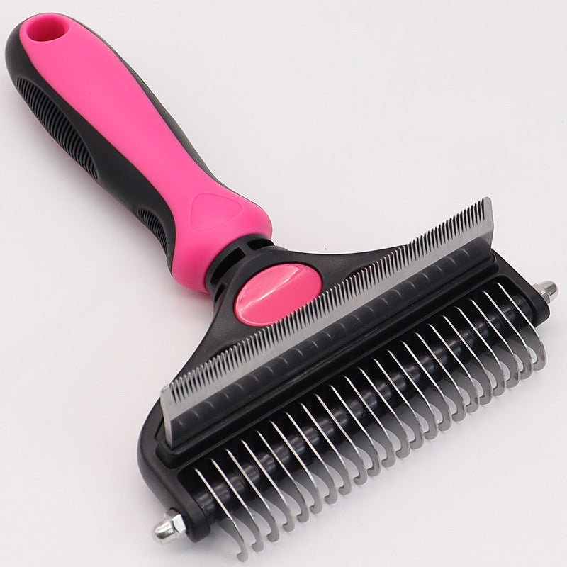 KFX-8821181 Pet Hair Unknotting Comb - Two-in-One Design with Dense Teeth for Effective Grooming