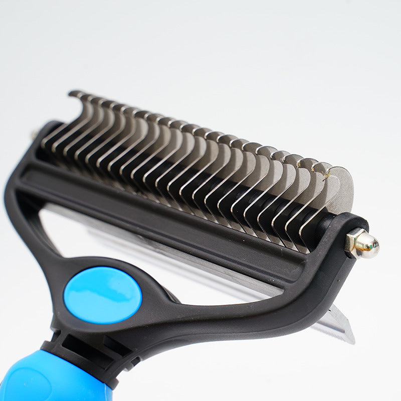 KFX-8821181 Pet Hair Unknotting Comb - Two-in-One Design with Dense Teeth for Effective Grooming