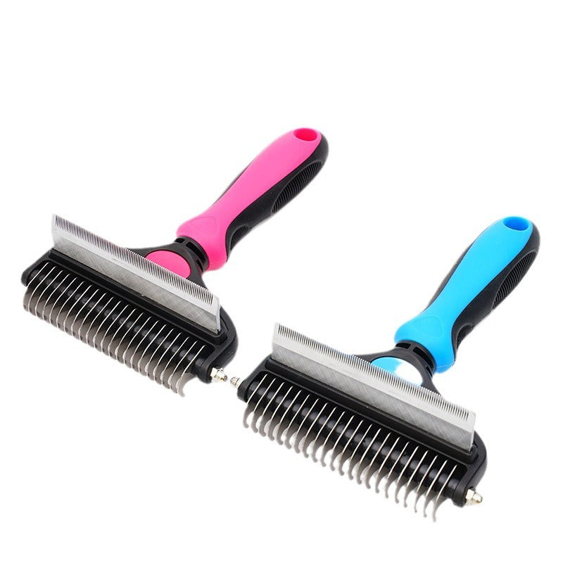 KFX-8821181 Pet Hair Unknotting Comb - Two-in-One Design with Dense Teeth for Effective Grooming