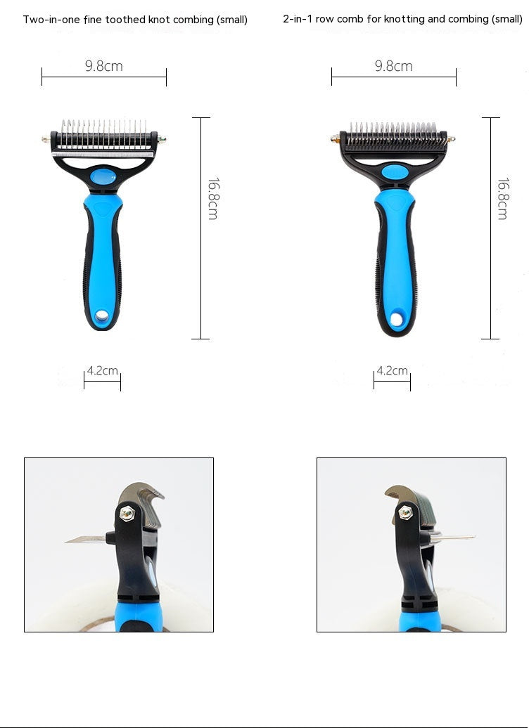 KFX-8821181 Pet Hair Unknotting Comb - Two-in-One Design with Dense Teeth for Effective Grooming