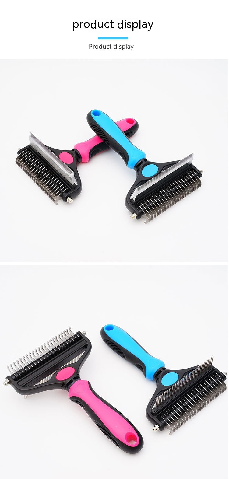 KFX-8821181 Pet Hair Unknotting Comb - Two-in-One Design with Dense Teeth for Effective Grooming