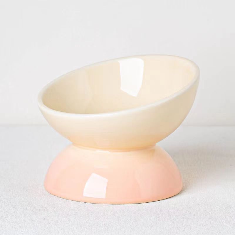 KFX-8821437 Ceramic Cat Bowl with Oblique Mouth and Cervical Spine Protection in Gradient Colors