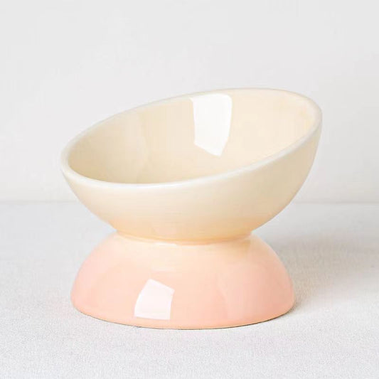 KFX-8821437 Ceramic Cat Bowl with Oblique Mouth and Cervical Spine Protection in Gradient Colors