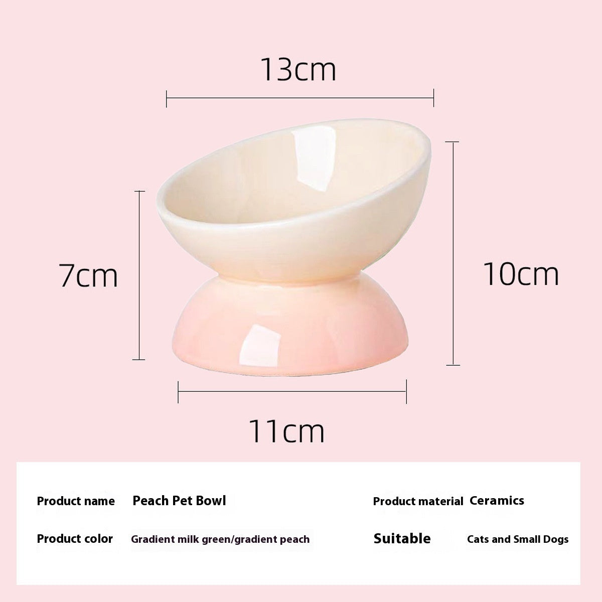 KFX-8821437 Ceramic Cat Bowl with Oblique Mouth and Cervical Spine Protection in Gradient Colors