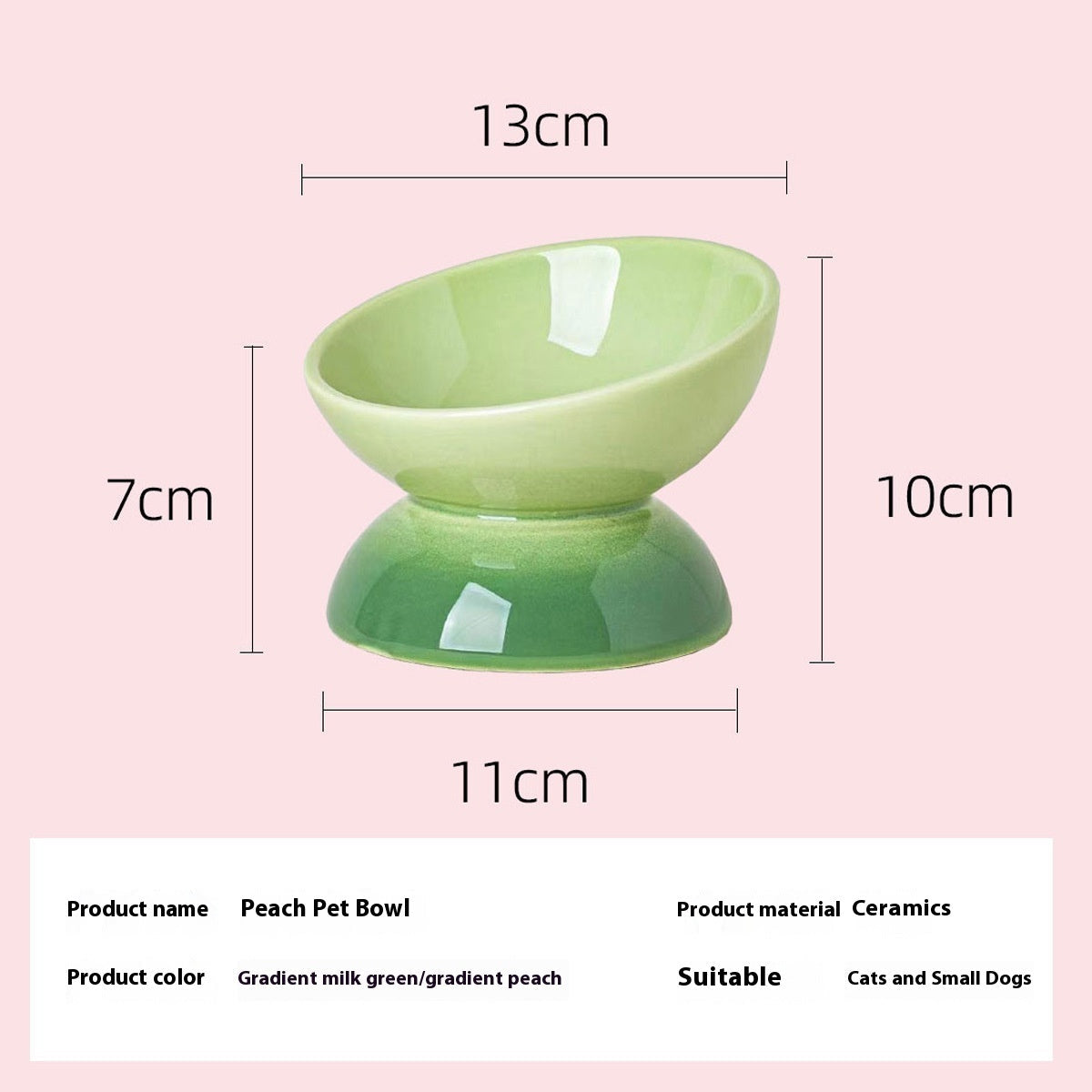 KFX-8821437 Ceramic Cat Bowl with Oblique Mouth and Cervical Spine Protection in Gradient Colors