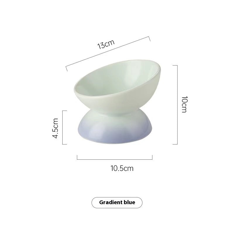 KFX-8821437 Ceramic Cat Bowl with Oblique Mouth and Cervical Spine Protection in Gradient Colors
