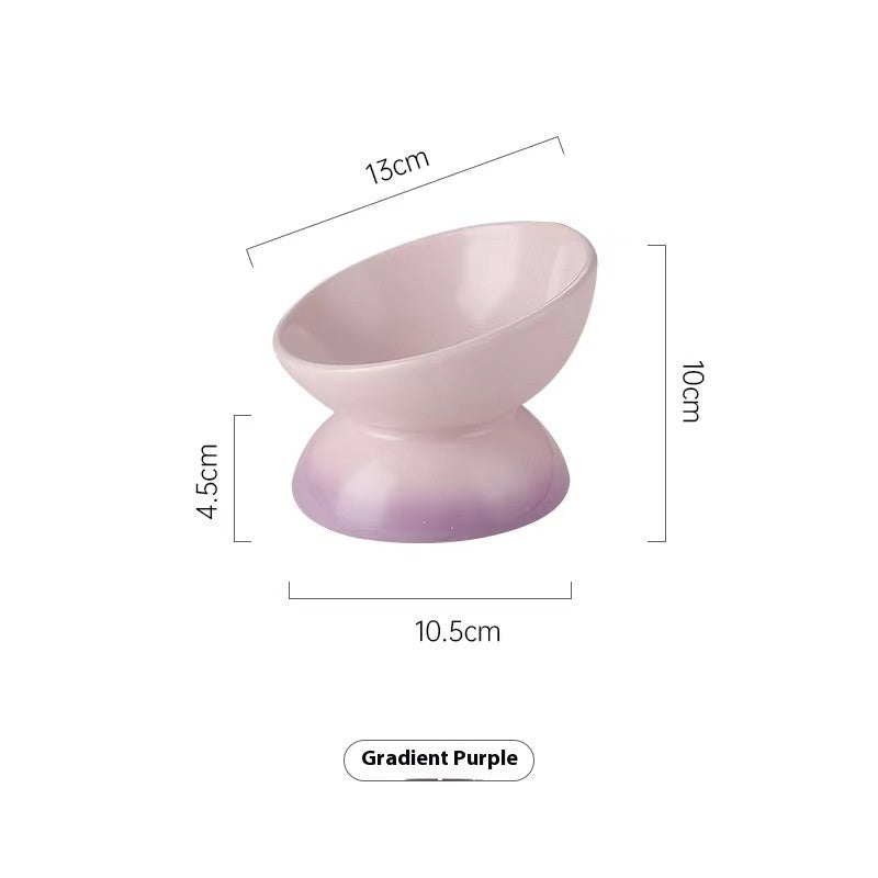 KFX-8821437 Ceramic Cat Bowl with Oblique Mouth and Cervical Spine Protection in Gradient Colors