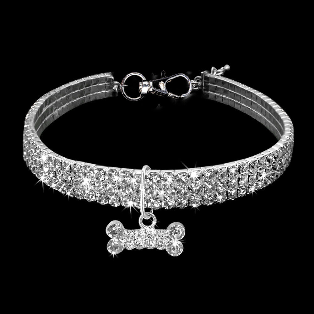 KFX-8823357 Alloy Dog Necklace with Adjustable Length – Available in White, Pink, and Blue