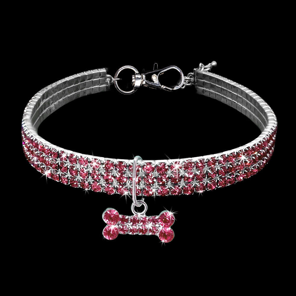 KFX-8823357 Alloy Dog Necklace with Adjustable Length – Available in White, Pink, and Blue