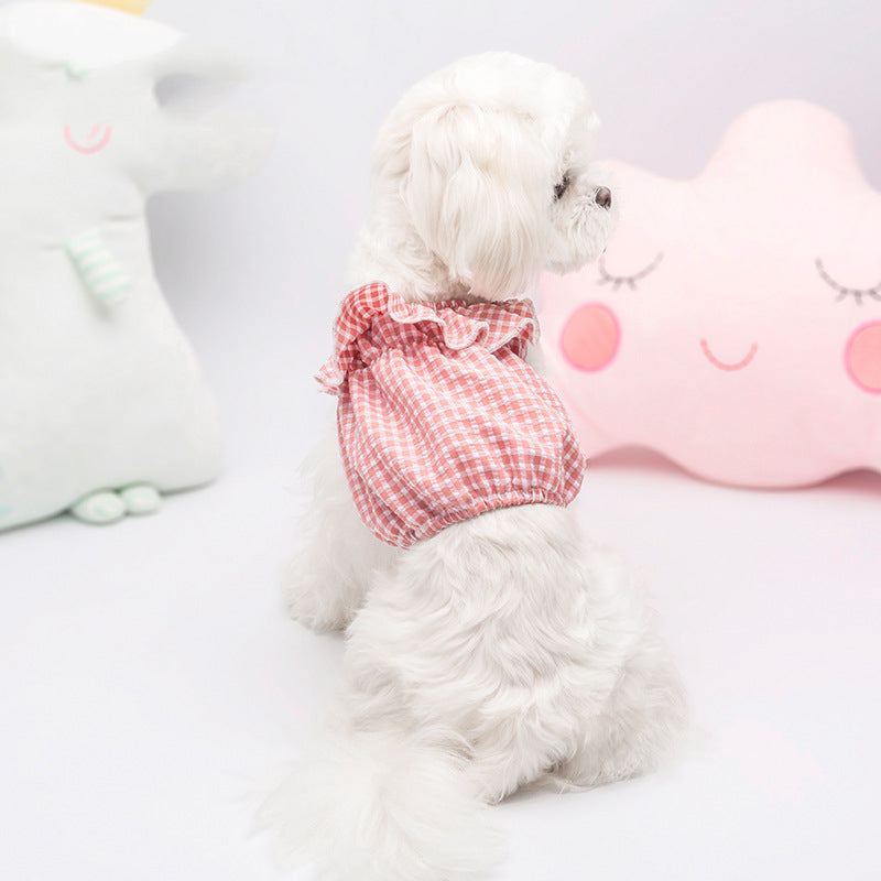 KFX-8823741 Autumn Cotton Vest for Cats in Water Red, Light Blue, and Emerald Green - Sizes S to XXL