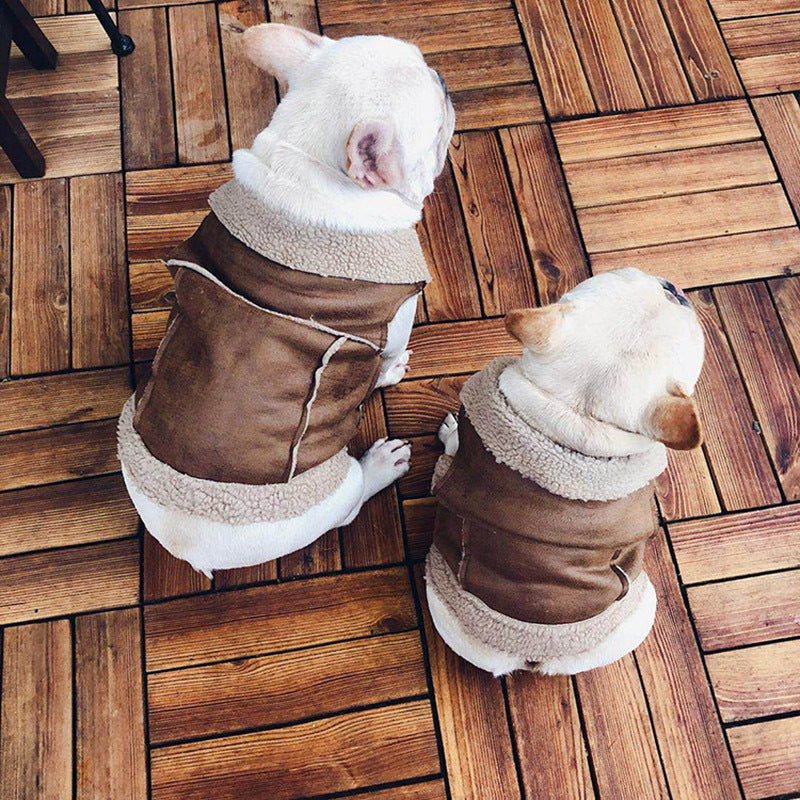 KFX-8825917 Autumn and Winter Cotton Vest in Brown Plaid for Pets, Size M to XXL